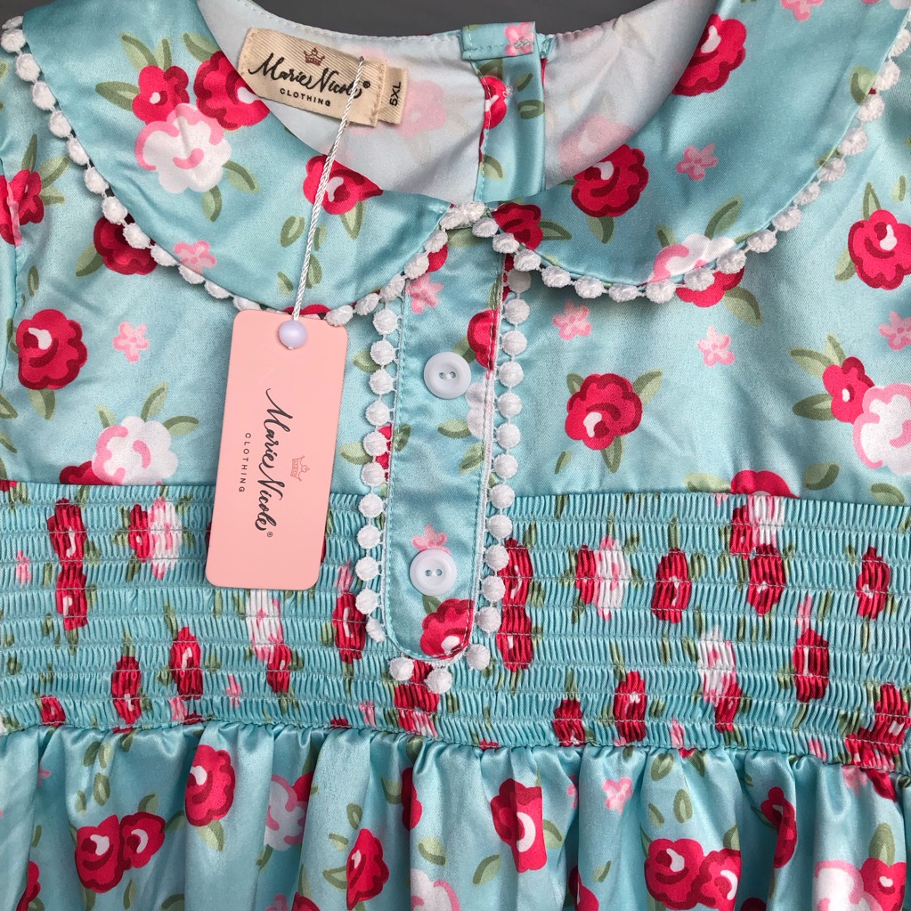 Marie Nicole Clothing Floral Dress Blue Red Flowers Print. — image 3 of 8